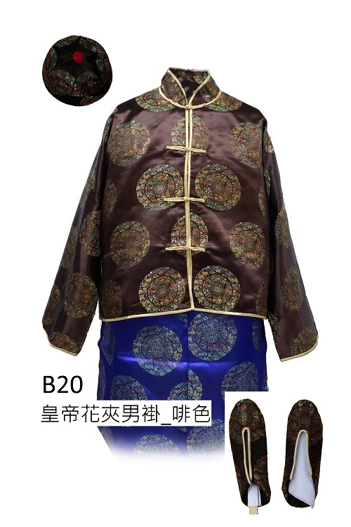 皇帝花夾男褂_啡色