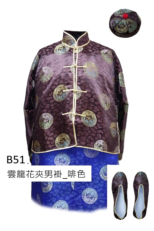 雲龍夾男褂_啡色