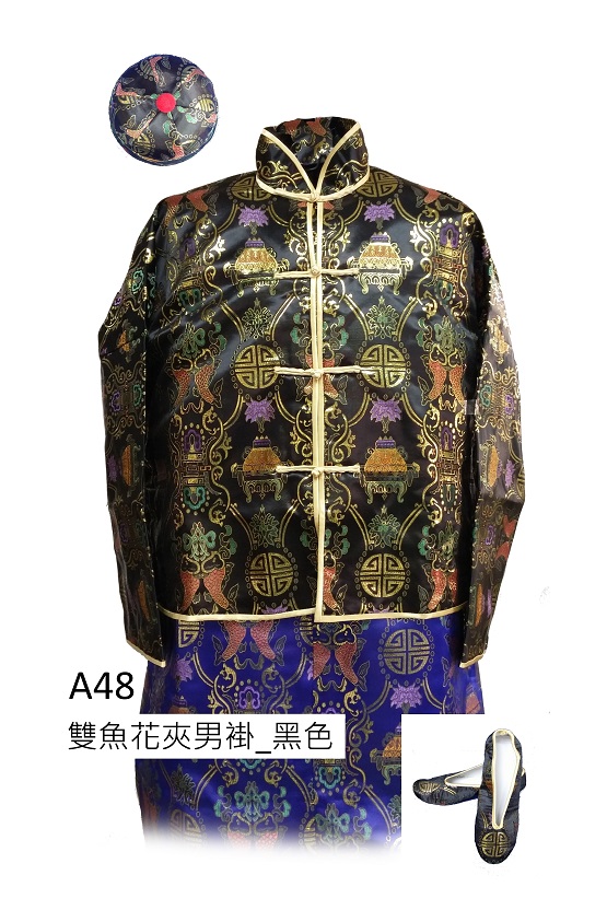 雙魚花夾男褂_黑色